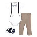 Hudson Baby Unisex Baby Cotton Bodysuit, Pant and Shoe Set
