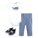 Hudson Baby Unisex Baby Cotton Bodysuit, Pant and Shoe Set