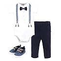 Hudson Baby Unisex Baby Cotton Bodysuit, Pant and Shoe Set
