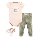 Hudson Baby Unisex Baby Cotton Bodysuit, Pant and Shoe Set
