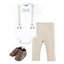 Hudson Baby Unisex Baby Cotton Bodysuit, Pant and Shoe Set