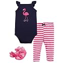 Hudson Baby Unisex Baby Cotton Bodysuit, Pant and Shoe Set