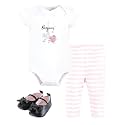 Hudson Baby Unisex Baby Cotton Bodysuit, Pant and Shoe Set