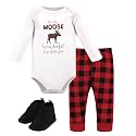 Hudson Baby Unisex Baby Cotton Bodysuit, Pant and Shoe Set
