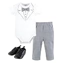 Hudson Baby Unisex Baby Cotton Bodysuit, Pant and Shoe Set