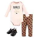 Hudson Baby Unisex Baby Cotton Bodysuit, Pant and Shoe Set