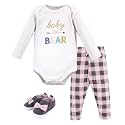 Hudson Baby Unisex Baby Cotton Bodysuit, Pant and Shoe Set