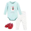 Hudson Baby Unisex Baby Cotton Bodysuit, Pant and Shoe Set