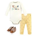 Hudson Baby Unisex Baby Cotton Bodysuit, Pant and Shoe Set
