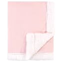 Hudson Baby Unisex Baby Plush Mink and Sherpa Blanket, Light Pink White, One Size