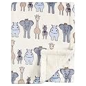 Hudson Baby Unisex Baby Plush Mink and Sherpa Blanket, Royal Safari, One Size