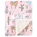 Hudson Baby Unisex Baby Plush Mink and Sherpa Blanket, Llama, One Size