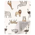 Hudson Baby Unisex Baby Plush Mink and Sherpa Blanket, Modern Neutral Safari, One Size