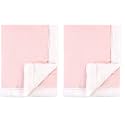 Hudson Baby Unisex Baby Plush Mink and Sherpa Blanket, Light Pink White, One Size (Pack of 2)