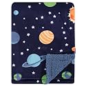 Hudson Baby Unisex Baby Plush Mink and Sherpa Blanket, Solar System, One Size