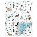 Hudson Baby Unisex Baby Plush Mink and Sherpa Blanket, Woodland Friends, One Size