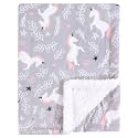 Hudson Baby Unisex Baby Plush Mink and Sherpa Blanket, Whimsical Unicorn, One Size