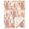 Hudson Baby Unisex Baby Plush Mink and Sherpa Blanket, Girl Forest, One Size