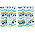 Hudson Baby Unisex Baby Plush Mink and Sherpa Blanket, Blue, One Size (Pack of 2)