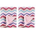 Hudson Baby Unisex Baby Plush Mink and Sherpa Blanket, Pink, One Size (Pack of 2)