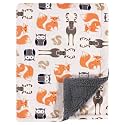 Hudson Baby Unisex Baby Plush Mink and Sherpa Blanket, Boy Forest, One Size