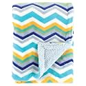 Hudson Baby Unisex Baby Plush Mink and Sherpa Blanket, Blue, One Size