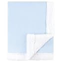 Hudson Baby Unisex Baby Plush Mink and Sherpa Blanket, Light Blue White, One Size