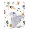 Hudson Baby Unisex Baby Plush Mink and Sherpa Blanket, Safari, One Size