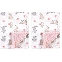 Hudson Baby Unisex Baby Plush Mink and Sherpa Blanket, Bunny, One Size (Pack of 2)