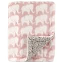 Hudson Baby Unisex Baby Plush Mink and Sherpa Blanket, Pink Elephant, One Size