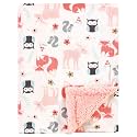 Hudson Baby Unisex Baby Plush Mink and Sherpa Blanket, Girl Pink Forest, One Size