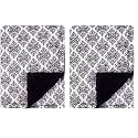 Hudson Baby Unisex Baby Plush Mink and Sherpa Blanket, Classic Damask, One Size (Pack of 2)
