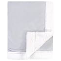 Hudson Baby Unisex Baby Plush Mink and Sherpa Blanket, Gray White, One Size