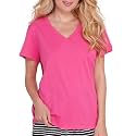 HUE Women's 3/4 Sleeve V-Neck Sleep Tee