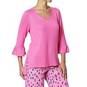 HUE Women's 3/4 Sleeve V-Neck Sleep Tee