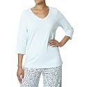 HUE Women's 3/4 Sleeve V-Neck Sleep Tee