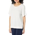 HUE Women's Solid French Terry Long Sleeve Lounge Tee