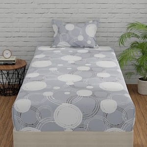 huesland by ahmedabad cotton 144 tc pure cotton bedsheet single bed with 1 pillow cover  grey  sphere