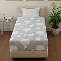 Huesland by Ahmedabad Cotton 144 TC Single Bedsheet Pure Cotton with 1 Pillow Cover | Sphere | Grey &amp; Off White