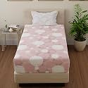 Huesland by Ahmedabad Cotton 144 TC Cotton Bed Sheet for Single Set Bed with 1 Pillow Cover | Sphere | Pastel Peach &amp; Off White