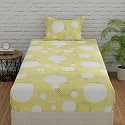 HUESLAND by Ahmedabad Cotton 144 TC Bedsheets Cotton Single Bed with 1 Pillow Cover | Yellow | Sphere