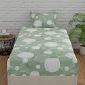 HUESLAND by Ahmedabad Cotton 144 TC Single Bed Sheet Pure Cotton with 1 Pillow Cover | Green | Sphere