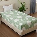Huesland by Ahmedabad Cotton 144 TC Single Cotton Bedsheet with 1 Pillow Cover | Sphere | Green &amp; Off White