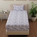 HUESLAND by Ahmedabad Cotton 144 TC Single Bedsheet Cotton with 1 Pillow Cover | Graphite Grey &amp; White