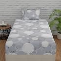 Huesland by Ahmedabad Cotton 144 TC Pure Cotton Bedsheet Single Bed with 1 Pillow Cover | Grey | Sphere