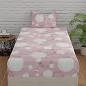 Huesland by Ahmedabad Cotton 144 TC Cotton Bed Sheet Single Bed with 1 Pillow Cover | Pastel Peach | Sphere