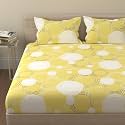 Huesland by Ahmedabad Cotton 144 TC Cotton Bed Sheet Queen Size with 2 Pillow Covers | Yellow | Sphere