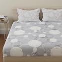 Huesland by Ahmedabad Cotton 144 TC Cotton Double Bed Bedsheet with 2 Pillow Covers | Sphere | Grey &amp; Off White
