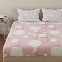 Huesland by Ahmedabad Cotton 144 TC Cotton Bed Sheets for Double Bed with 2 Pillow Covers | Sphere | Pastel Peach &amp; Off White