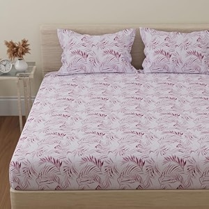 huesland by ahmedabad cotton 144 tc cotton bed sheets for double bed with 2 pillow covers  rosewood maroon amp white